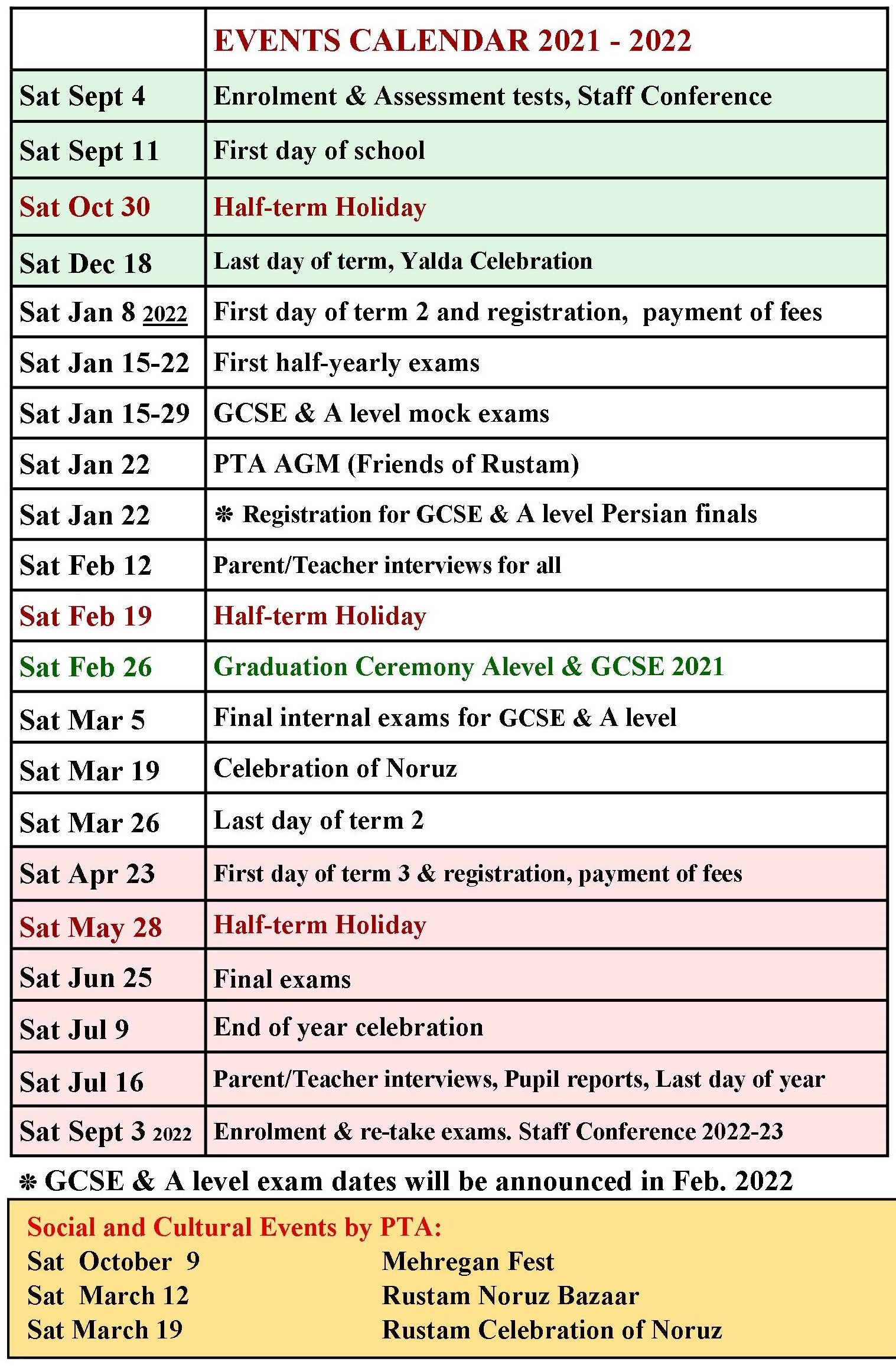 Creighton Calendar 2022 Rustam School Academic Year Calendar 2021 – 2022 - Rustam School